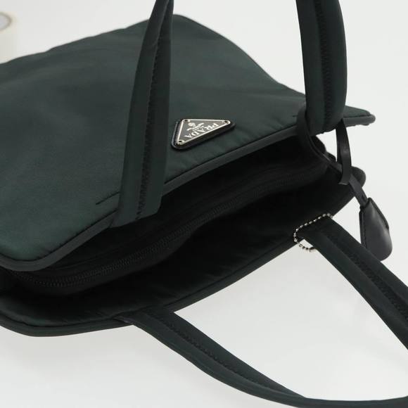 PRADA Hand Bag Nylon Green Silver Auth 101284 - Picture 6 of 16
